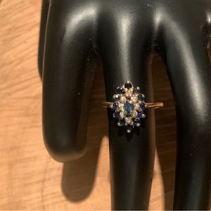 14k gold sapphire and diamond ring